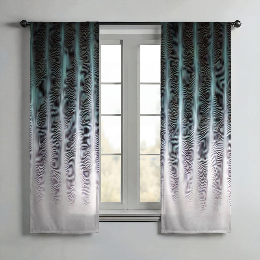 Gray Vertical Glow Texture Pattern Window Curtains