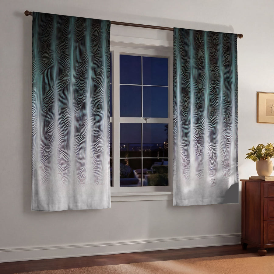 Gray Vertical Glow Texture Pattern Window Curtains