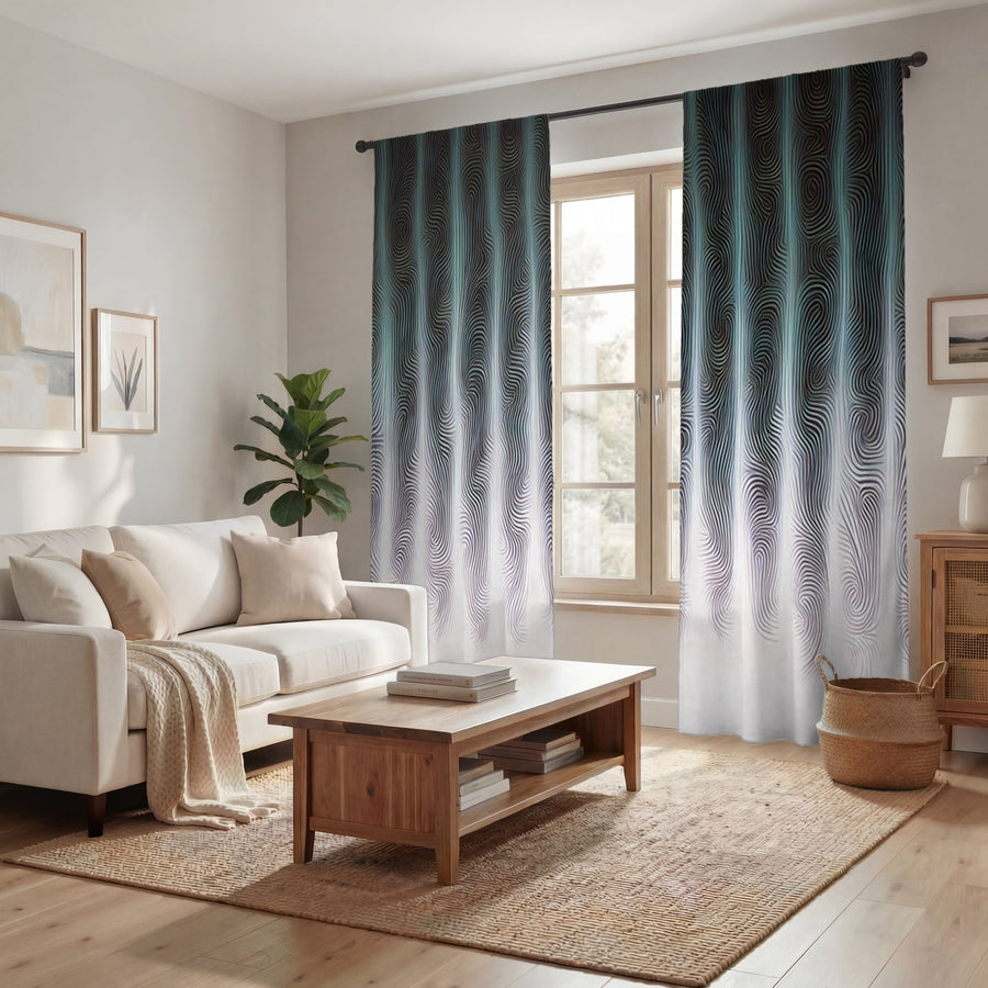 Gray Vertical Glow Texture Pattern Window Curtains