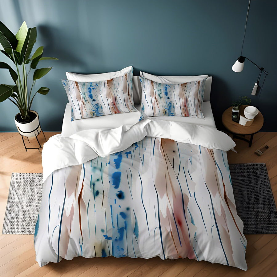 Beige and Blue Marble Texture Pattern Duvet Cover