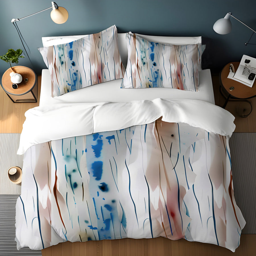 Beige and Blue Marble Texture Pattern Duvet Cover