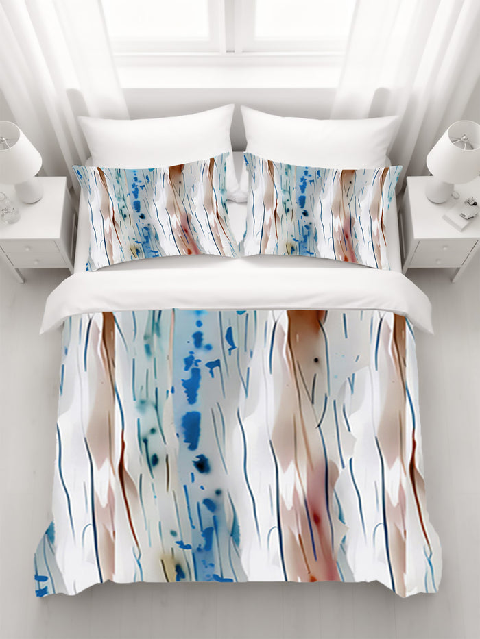 Beige and Blue Marble Texture Pattern Duvet Cover