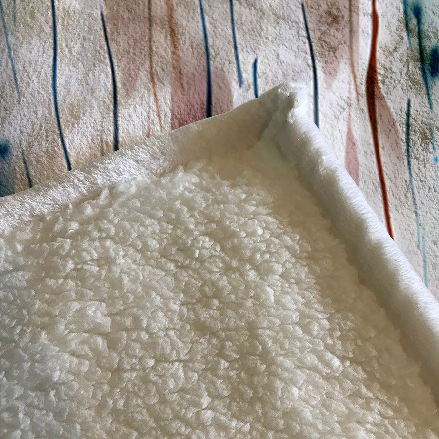 Beige and Blue Marble Texture Pattern Fleece Sherpa Blanket