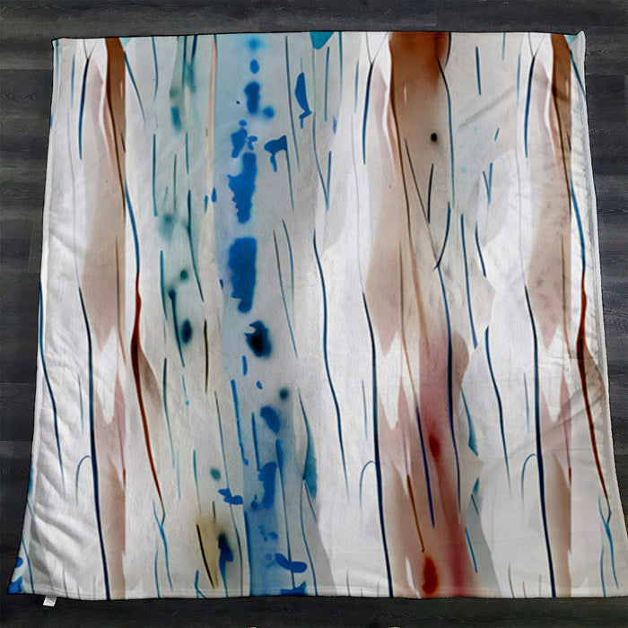 Beige and Blue Marble Texture Pattern Fleece Sherpa Blanket
