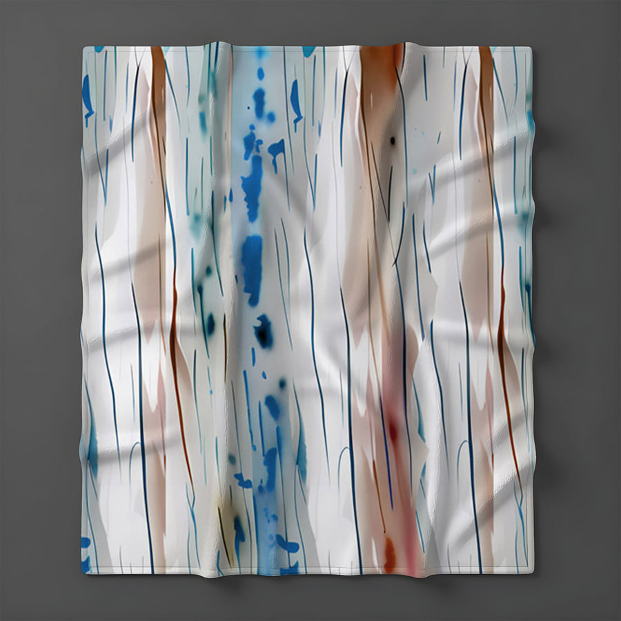 Beige and Blue Marble Texture Pattern Fleece Sherpa Blanket