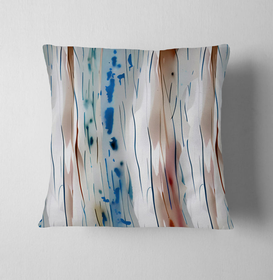 Beige and Blue Marble Texture Pattern Throw Pillow Cover