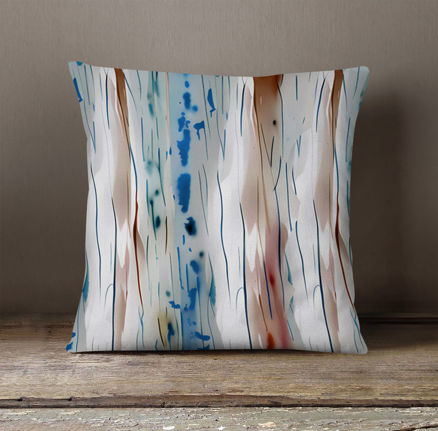 Beige and Blue Marble Texture Pattern Throw Pillow Cover