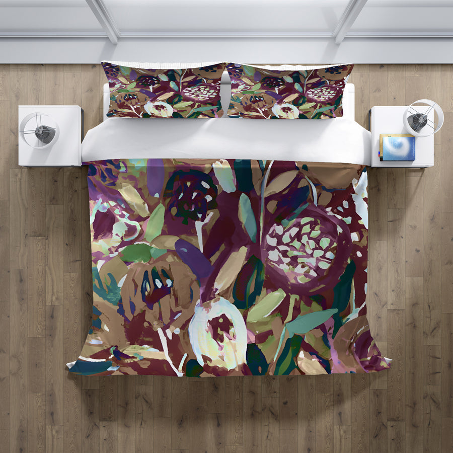 Purple Botanical Abstract Pattern Duvet Cover