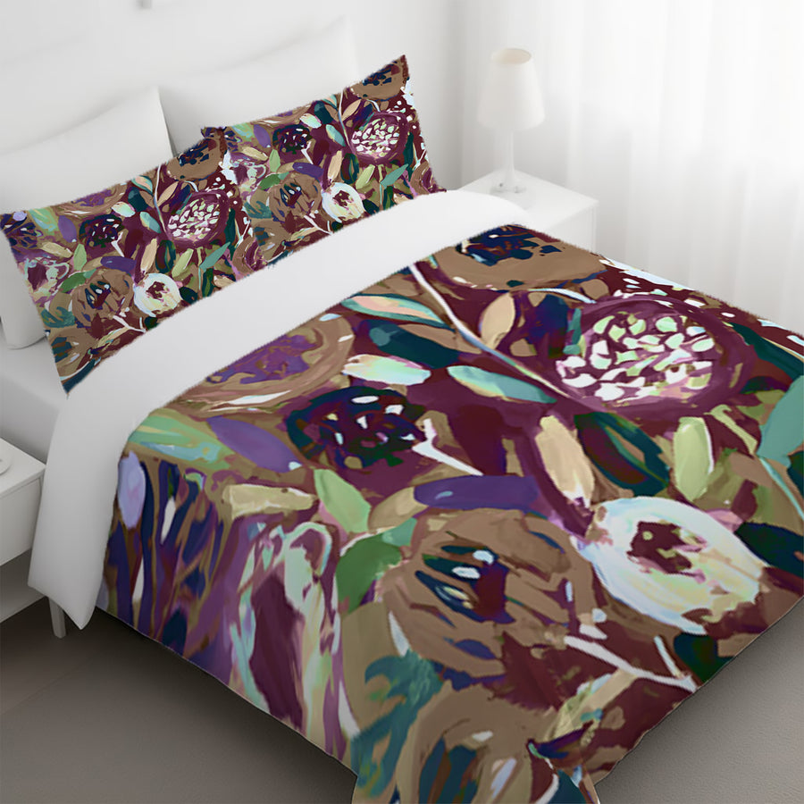 Purple Botanical Abstract Pattern Duvet Cover