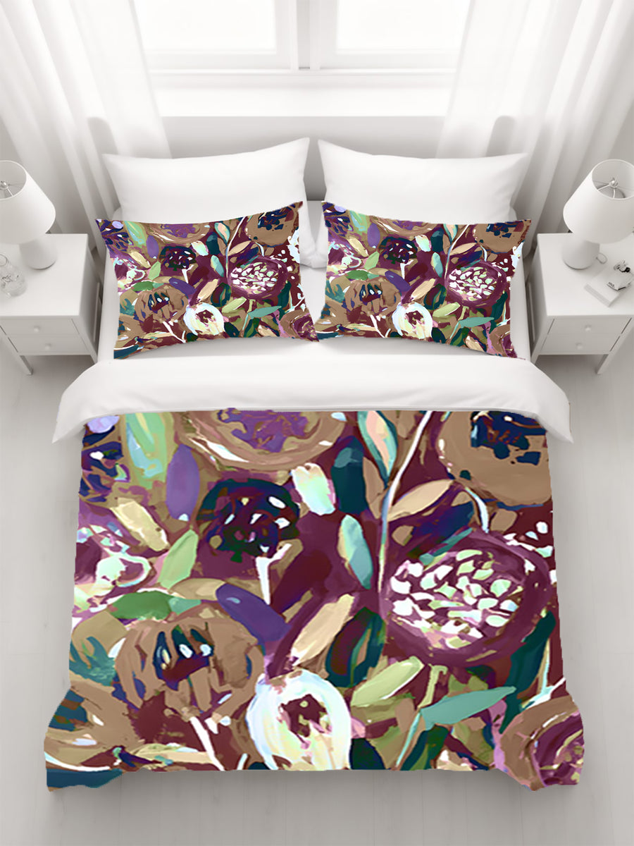 Purple Botanical Abstract Pattern Duvet Cover
