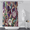 Abstract Floral Shower Curtains - Purple and Burgundy Painted Style Maximalist Print - Deja Blue Studios
