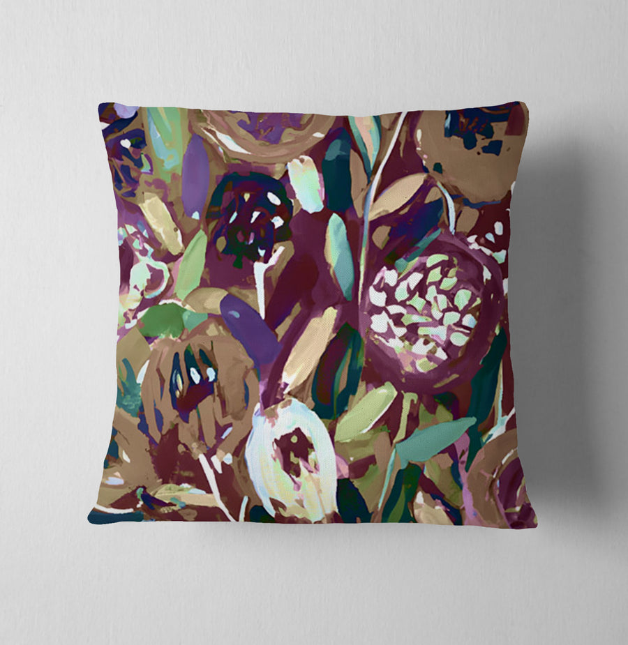 Purple Botanical Abstract Pattern Throw Pillow Cover