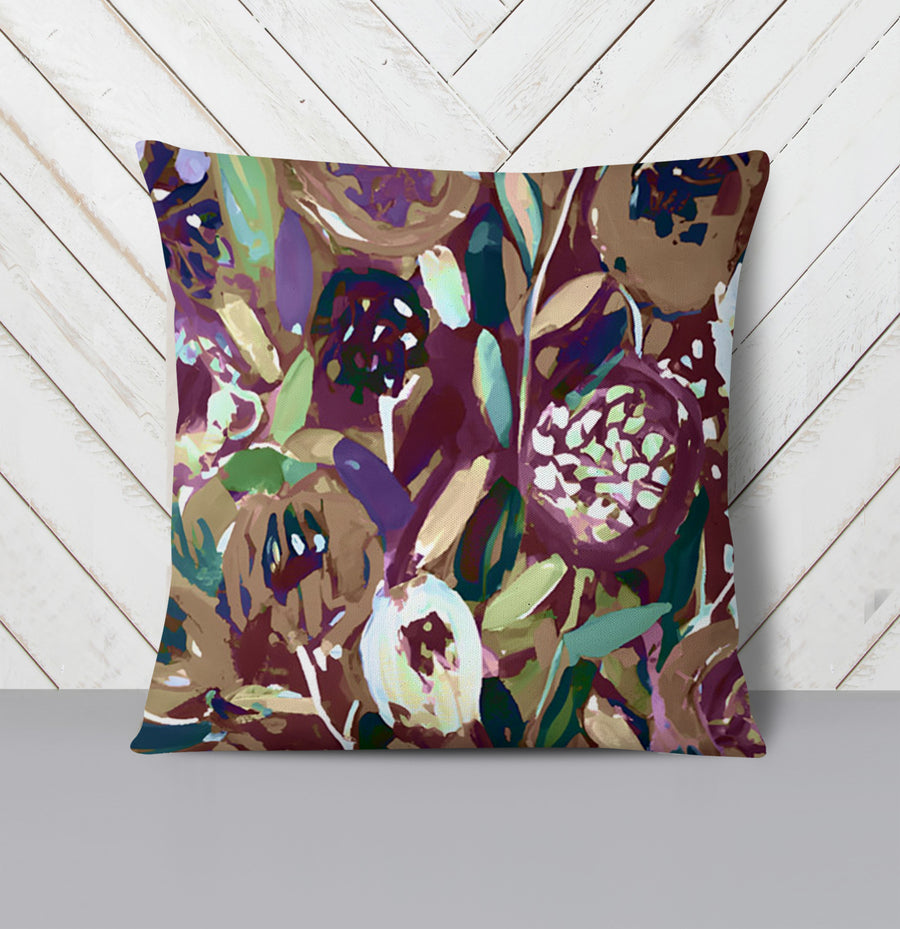 Purple Botanical Abstract Pattern Throw Pillow Cover