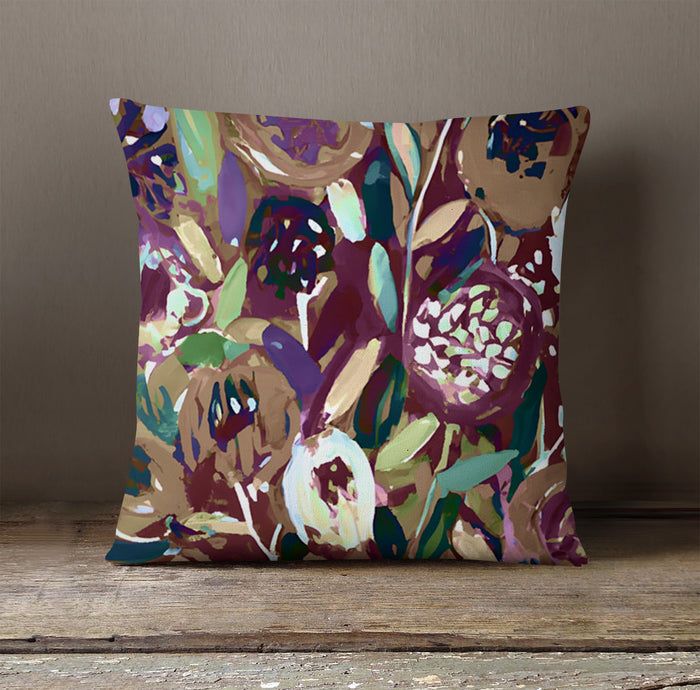 Purple Botanical Abstract Pattern Throw Pillow Cover