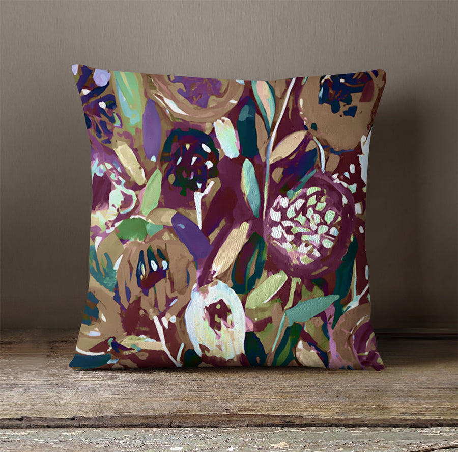 Purple Botanical Abstract Pattern Throw Pillow Cover