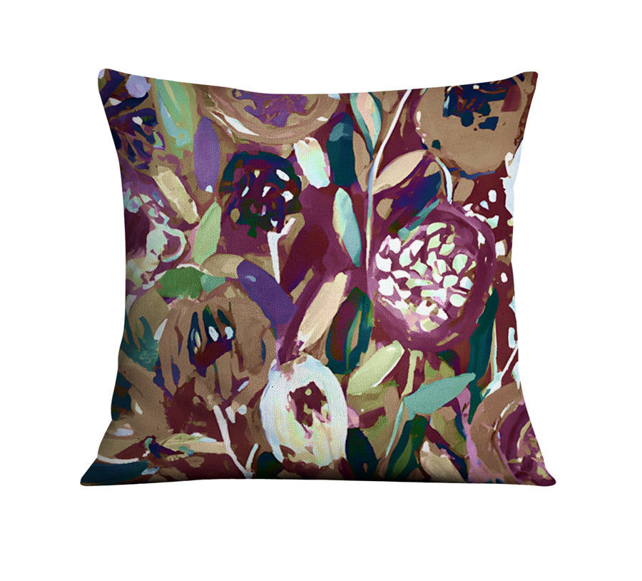 Purple Botanical Abstract Pattern Throw Pillow Cover