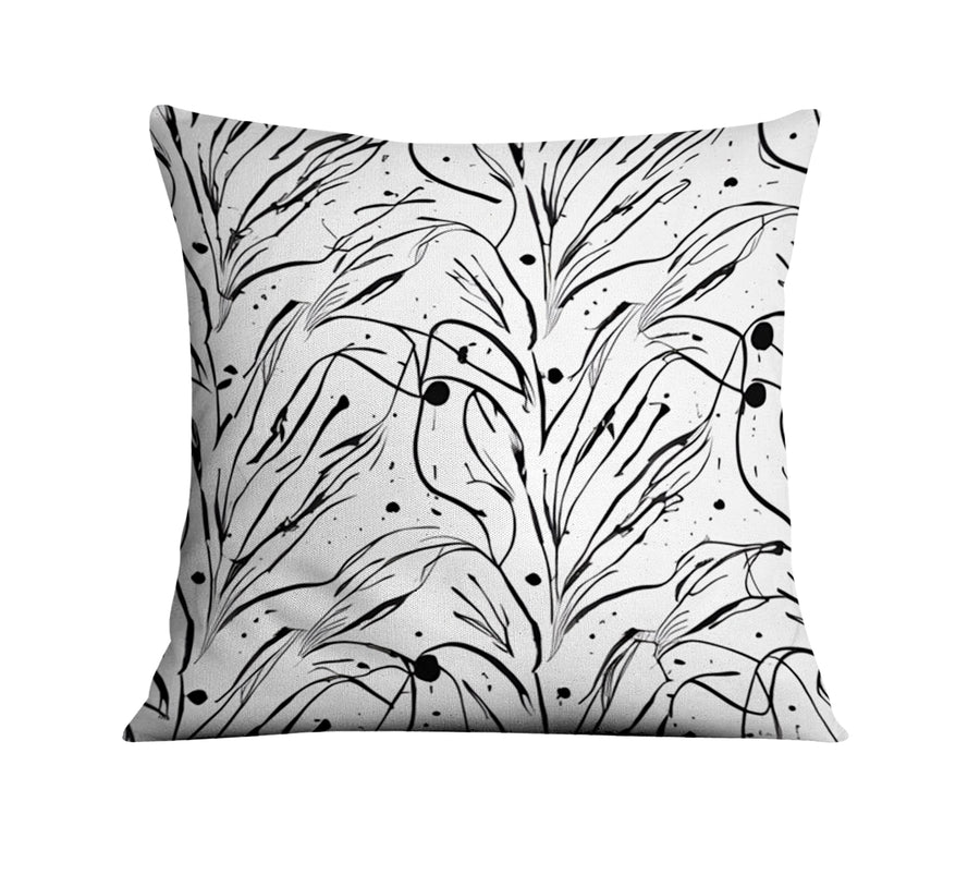 Black and White Organic Line Pattern Throw Pillow Cover