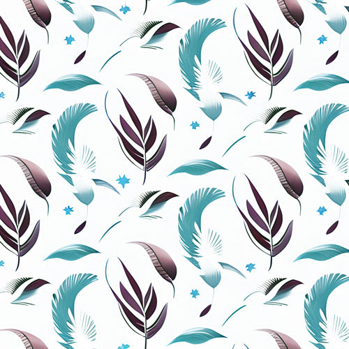 Teal Feather Botanical Pattern