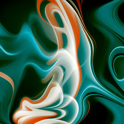 Teal and Orange Fluid Marble Pattern