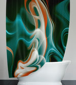 Abstract Smoke Shower Curtains - Turquoise and Teal Abstract Smoke Print - Deja Blue Studios