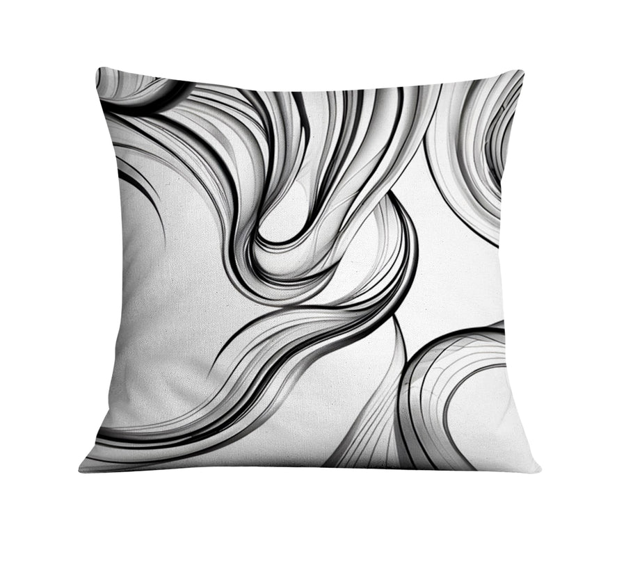 Black and White Fluid Line Abstract Pattern Throw Pillow Cover