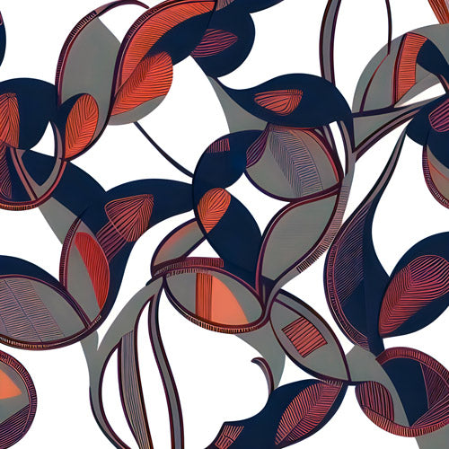 Red and Navy Botanical Geometric Pattern