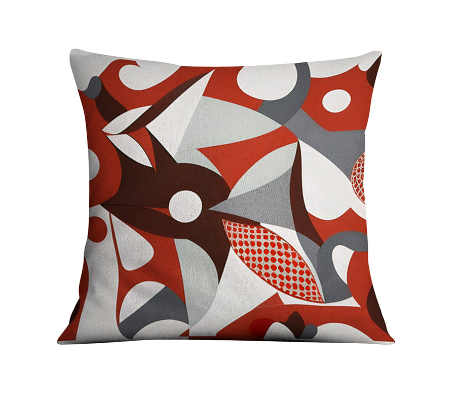 Red Retro Geometric Abstract Pattern Throw Pillow Cover