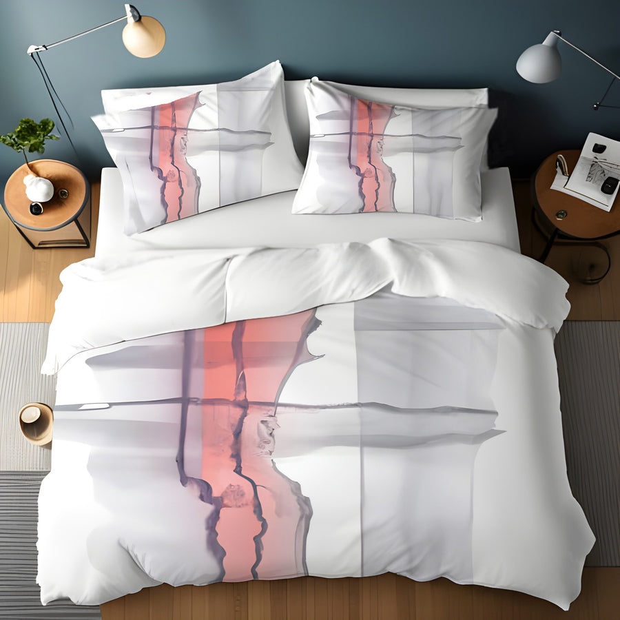 Gray and Pink Minimalist Abstract Pattern Duvet Cover