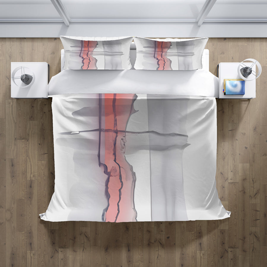 Gray and Pink Minimalist Abstract Pattern Duvet Cover