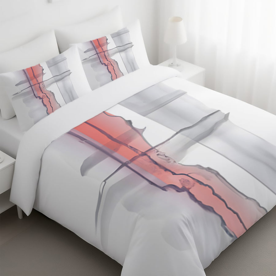 Gray and Pink Minimalist Abstract Pattern Duvet Cover