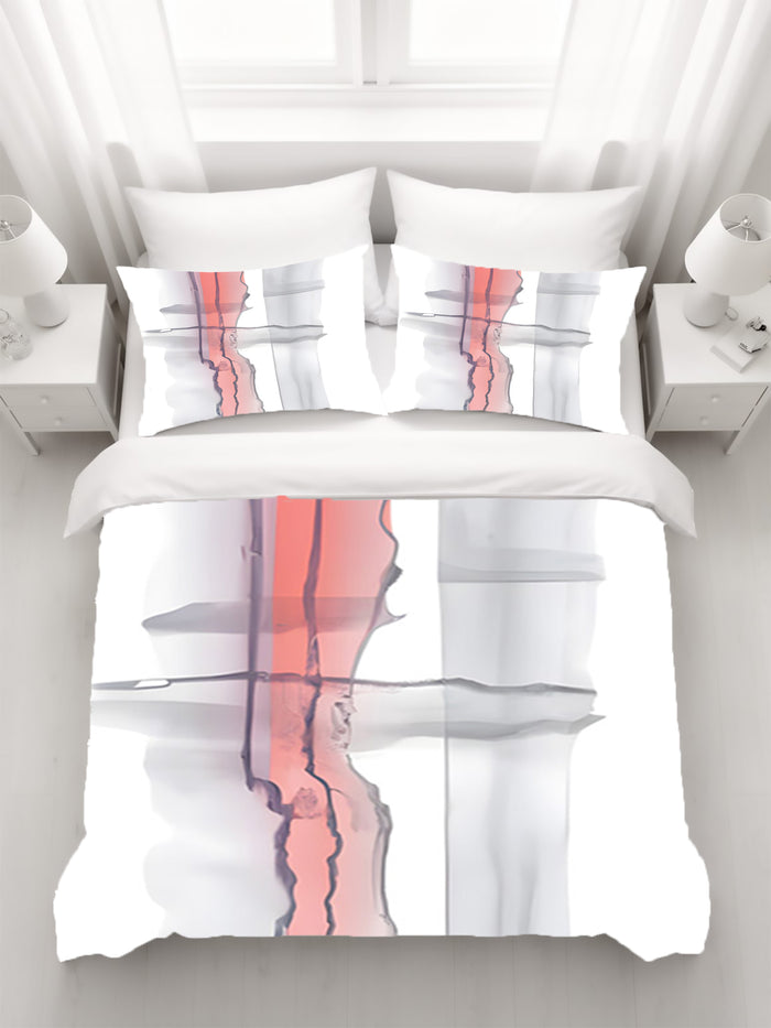 Gray and Pink Minimalist Abstract Pattern Duvet Cover