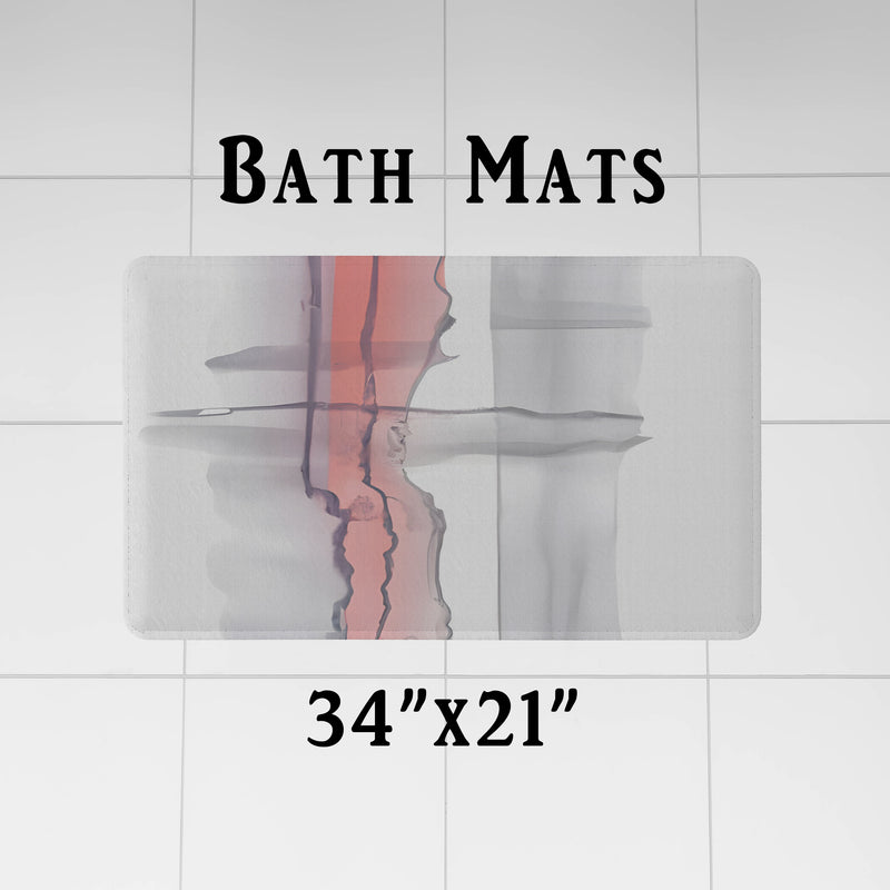 Abstract Watercolor Shower Curtains - Salmon, White and Gray Vertical Stripe Print - Deja Blue Studios
