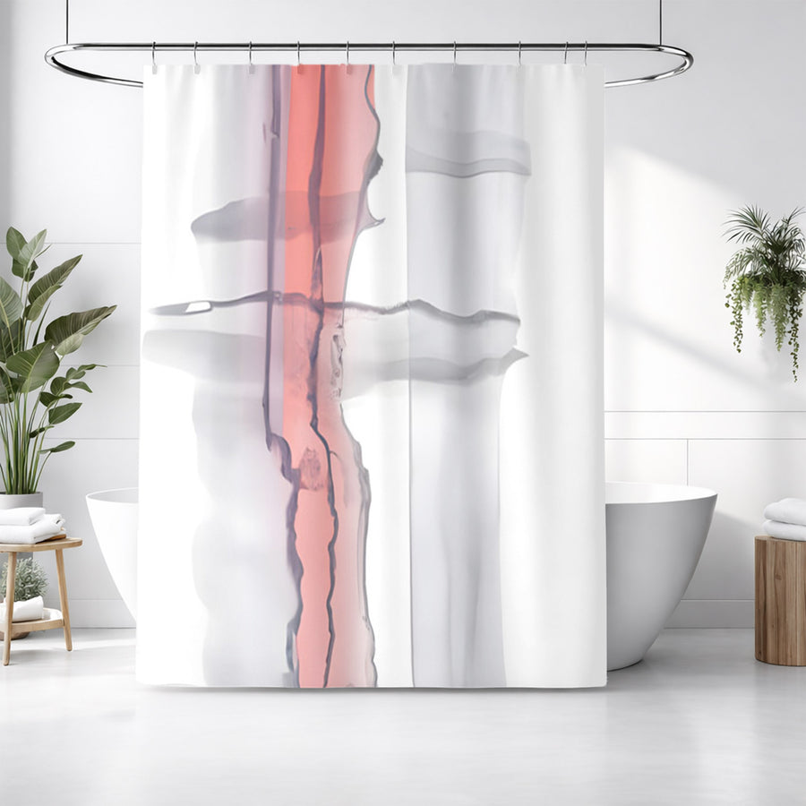 Gray and Pink Minimalist Abstract Pattern Shower Curtain