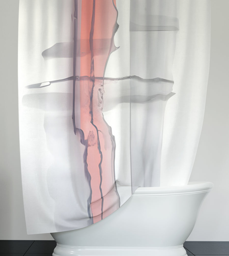 Gray and Pink Minimalist Abstract Pattern Shower Curtain