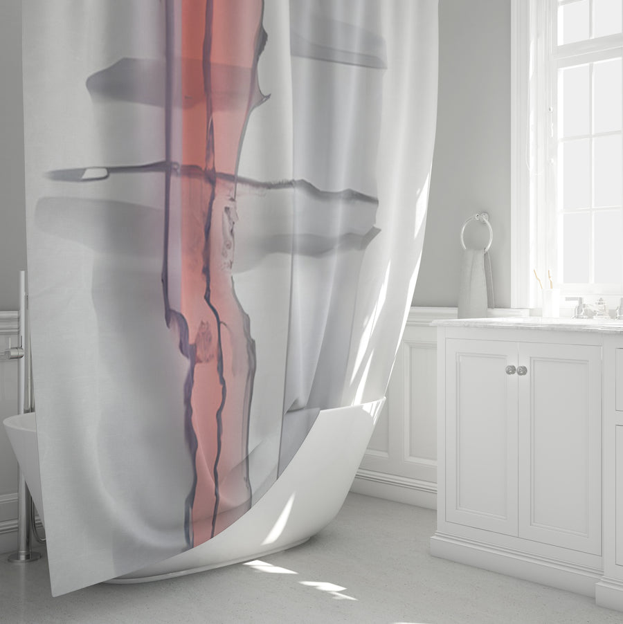 Gray and Pink Minimalist Abstract Pattern Shower Curtain