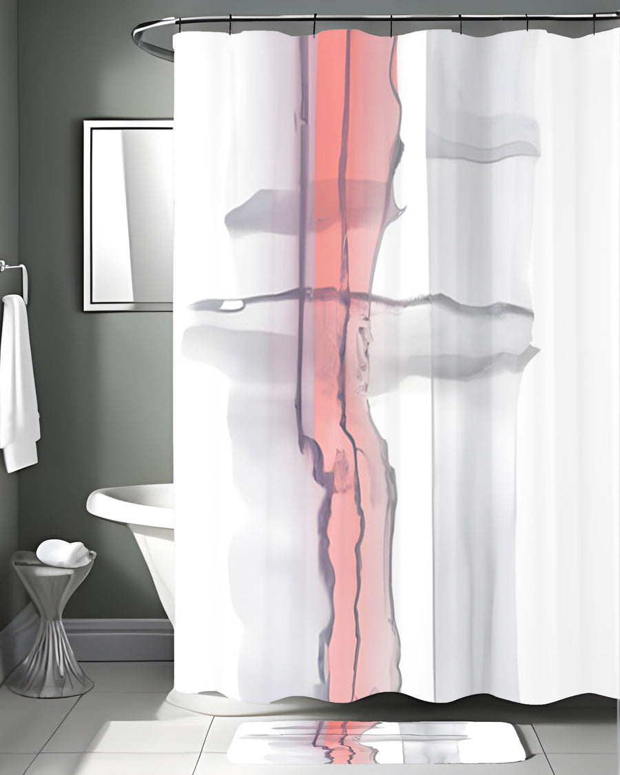 Gray and Pink Minimalist Abstract Pattern Shower Curtain