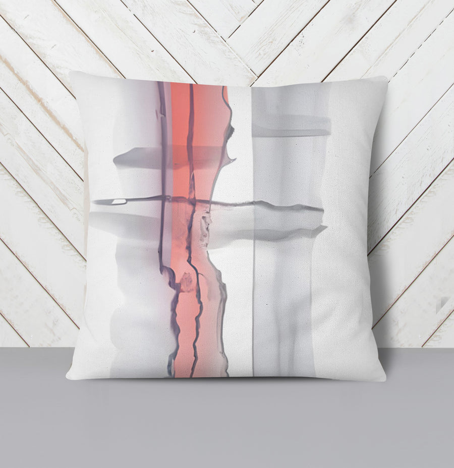Gray and Pink Minimalist Abstract Pattern Throw Pillow Cover