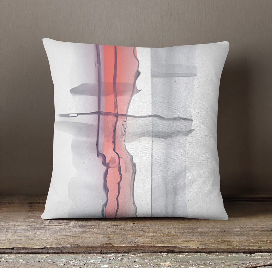 Gray and Pink Minimalist Abstract Pattern Throw Pillow Cover