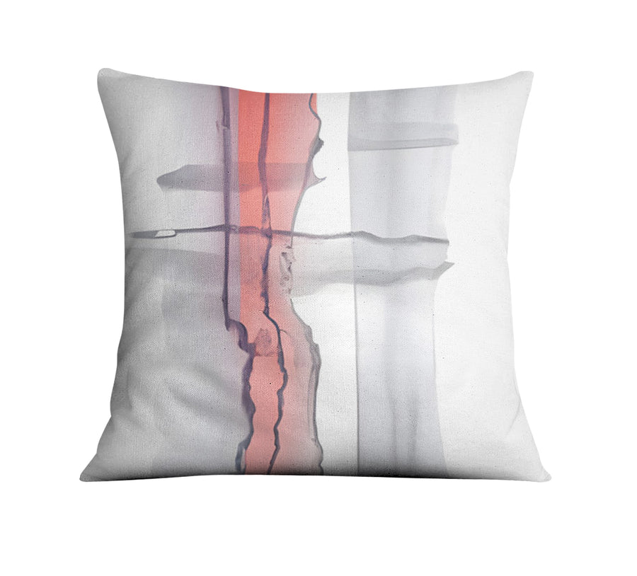 Gray and Pink Minimalist Abstract Pattern Throw Pillow Cover