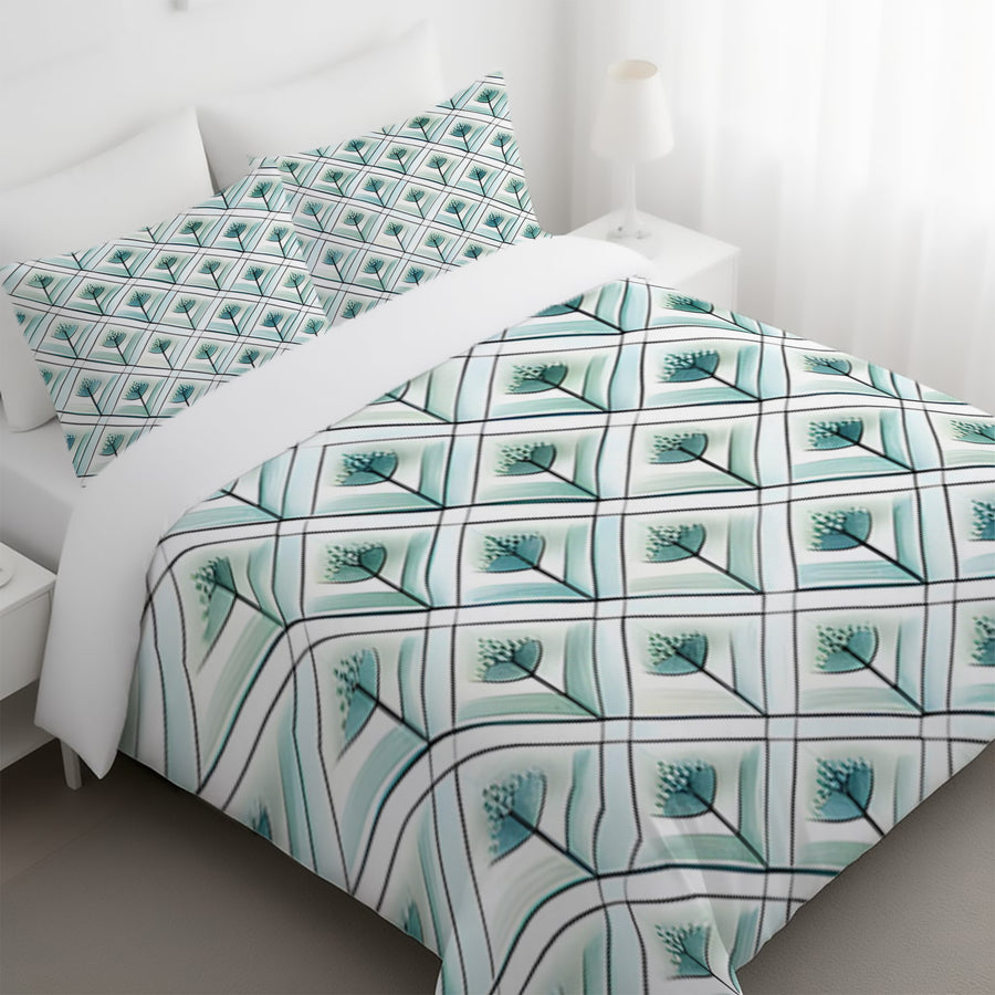 Teal Diamond Geometric Pattern Duvet Cover