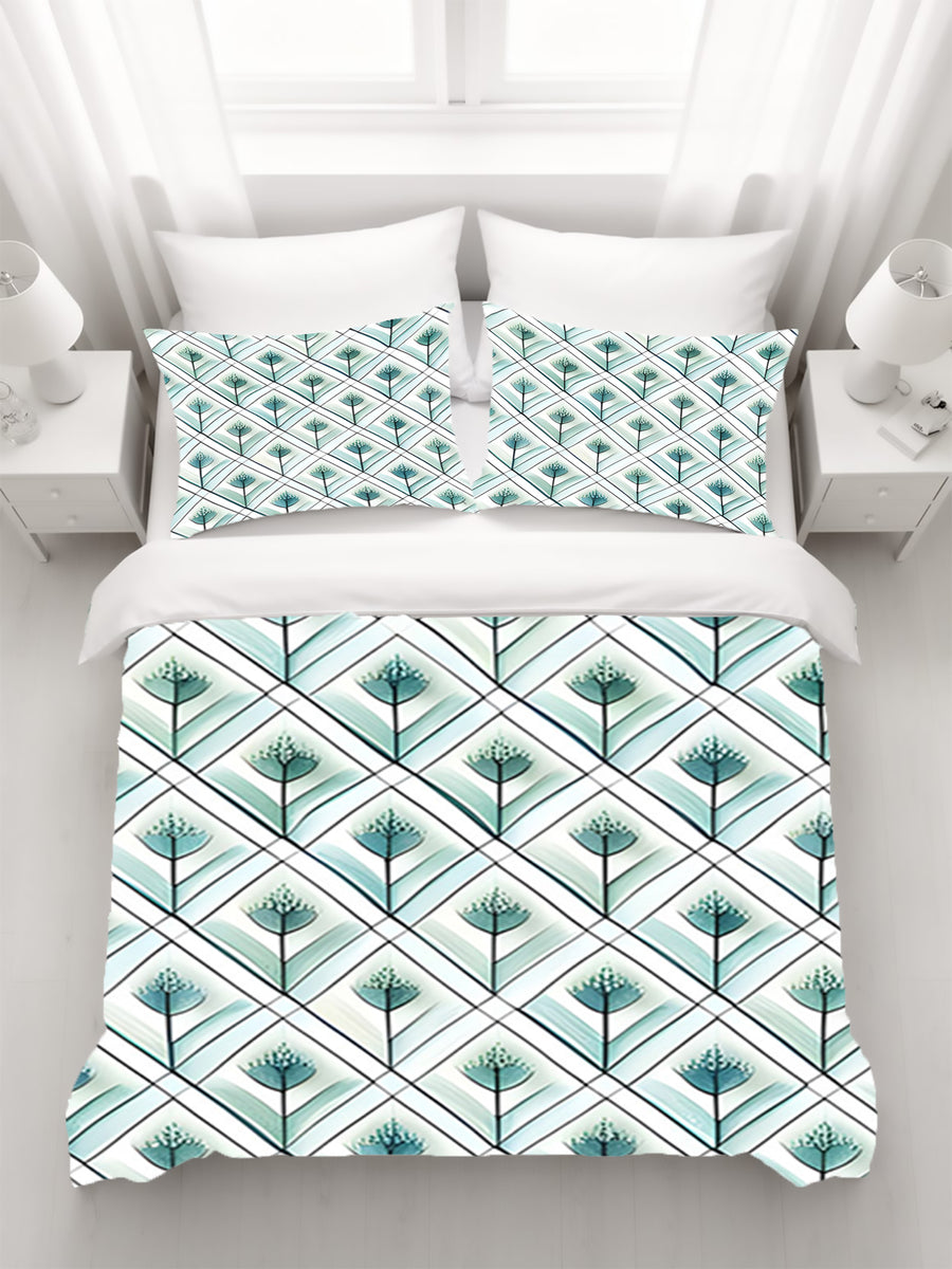 Teal Diamond Geometric Pattern Duvet Cover