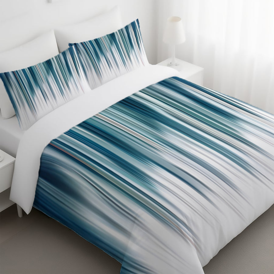 Blue Vertical Gradient Stripe Pattern Duvet Cover