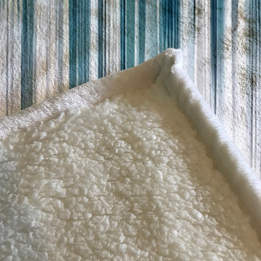 Blue Vertical Gradient Stripe Pattern Fleece Sherpa Blanket