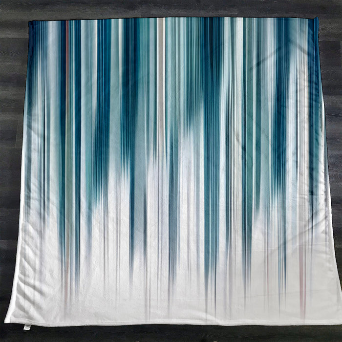 Blue Vertical Gradient Stripe Pattern Fleece Sherpa Blanket