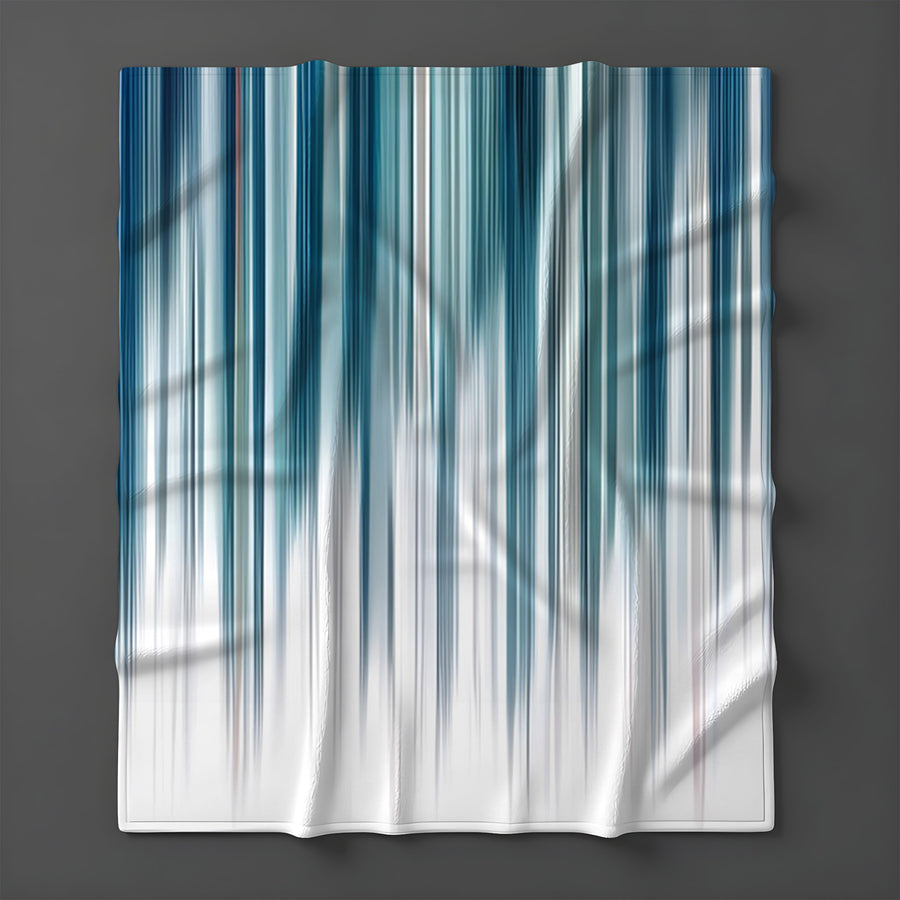 Blue Vertical Gradient Stripe Pattern Fleece Sherpa Blanket