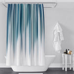 Abstract Striped Shower Curtains - Blue and White Falling Rain Stripes - Deja Blue Studios