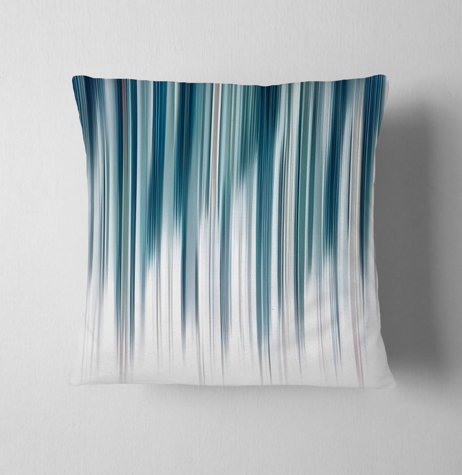 Blue Vertical Gradient Stripe Pattern Throw Pillow Cover