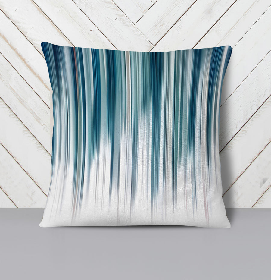 Blue Vertical Gradient Stripe Pattern Throw Pillow Cover