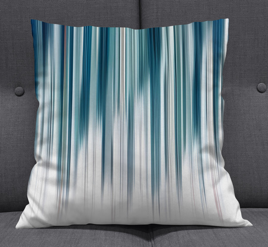 Blue Vertical Gradient Stripe Pattern Throw Pillow Cover