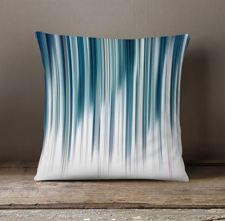 Blue Vertical Gradient Stripe Pattern Throw Pillow Cover
